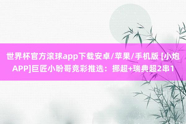 世界杯官方滚球app下载安卓/苹果/手机版 [小炮APP]巨匠小盼哥竞彩推选：挪超+瑞典超2串1