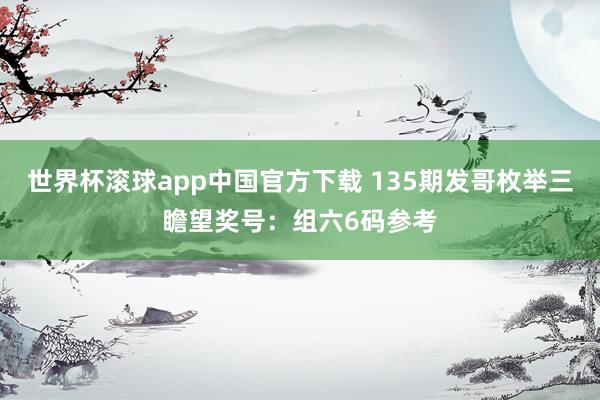 世界杯滚球app中国官方下载 135期发哥枚举三瞻望奖号：组六6码参考