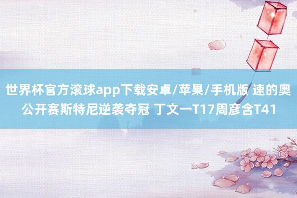 世界杯官方滚球app下载安卓/苹果/手机版 速的奥公开赛斯特尼逆袭夺冠 丁文一T17周彦含T41