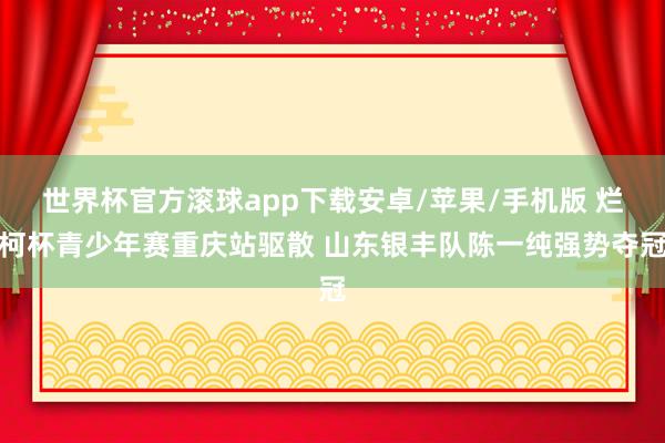 世界杯官方滚球app下载安卓/苹果/手机版 烂柯杯青少年赛重庆站驱散 山东银丰队陈一纯强势夺冠