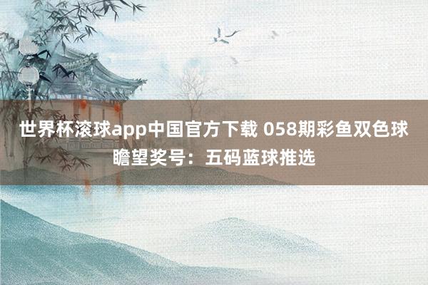 世界杯滚球app中国官方下载 058期彩鱼双色球瞻望奖号：五码蓝球推选