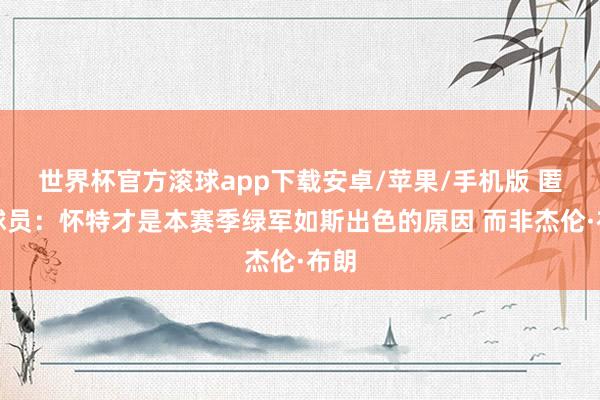 世界杯官方滚球app下载安卓/苹果/手机版 匿名球员：怀特才是本赛季绿军如斯出色的原因 而非杰伦·布朗