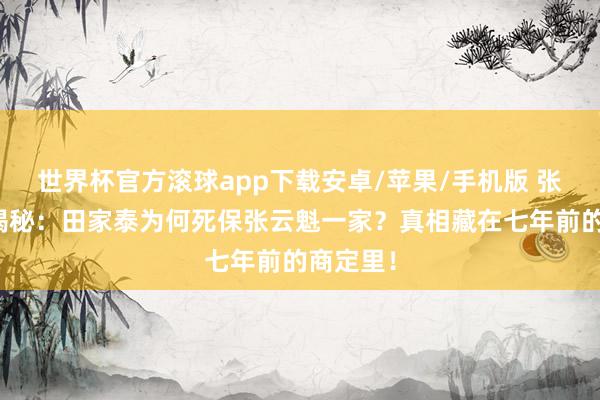 世界杯官方滚球app下载安卓/苹果/手机版 张家恩仇揭秘：田家泰为何死保张云魁一家？真相藏在七年前的商定里！