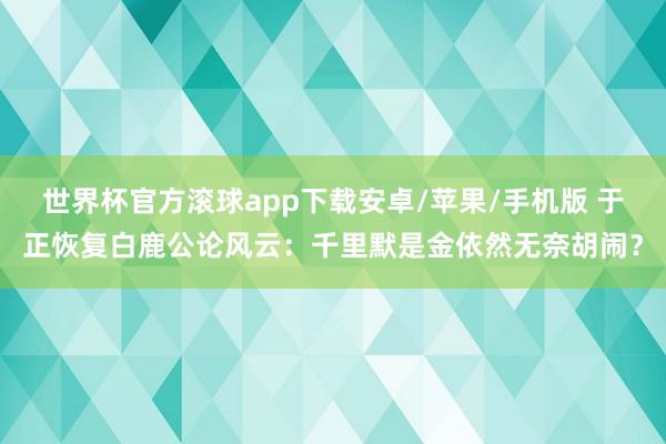 世界杯官方滚球app下载安卓/苹果/手机版 于正恢复白鹿公论风云：千里默是金依然无奈胡闹？