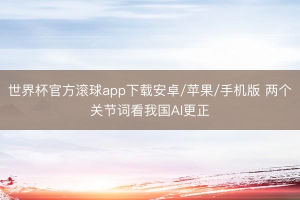 世界杯官方滚球app下载安卓/苹果/手机版 两个关节词看我国AI更正