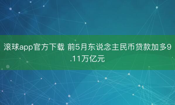 滚球app官方下载 前5月东说念主民币贷款加多9.11万亿元