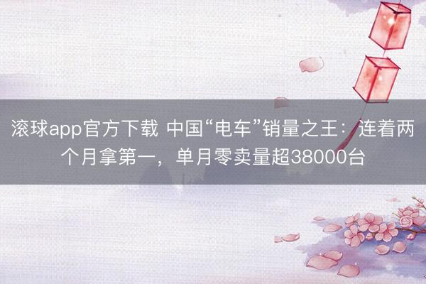 滚球app官方下载 中国“电车”销量之王：连着两个月拿第一，单月零卖量超38000台