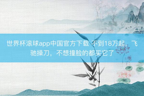 世界杯滚球app中国官方下载 不到18万起，飞驰操刀，不想撞脸的都买它了