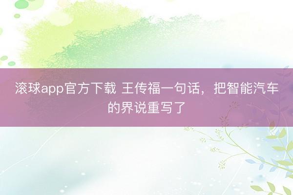 滚球app官方下载 王传福一句话,把智能汽车的界说重写了