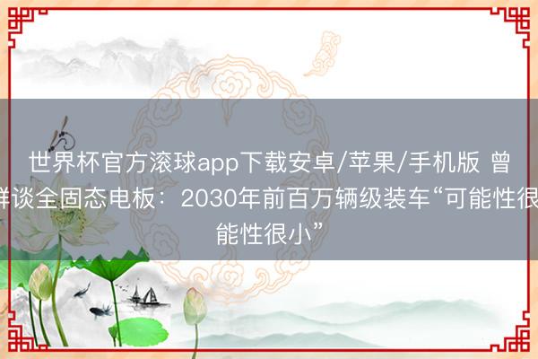 世界杯官方滚球app下载安卓/苹果/手机版 曾毓群谈全固态电板：2030年前百万辆级装车“可能性很小”