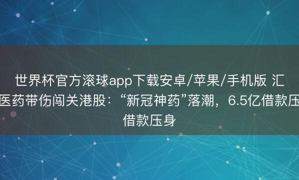 世界杯官方滚球app下载安卓/苹果/手机版 汇伦医药带伤闯关港股：“新冠神药”落潮，6.5亿借款压身