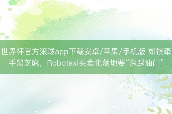 世界杯官方滚球app下载安卓/苹果/手机版 如祺牵手黑芝麻，Robotaxi买卖化落地要“深踩油门”
