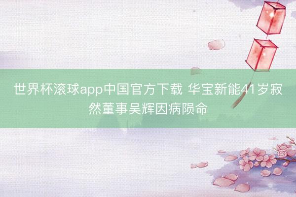 世界杯滚球app中国官方下载 华宝新能41岁寂然董事吴辉因病陨命