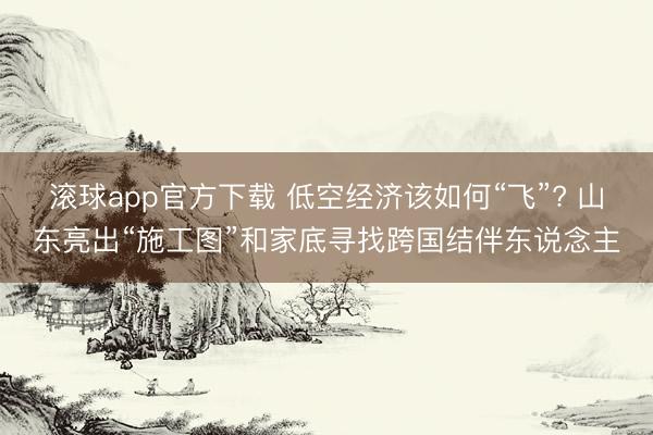 滚球app官方下载 低空经济该如何“飞”? 山东亮出“施工图”和家底寻找跨国结伴东说念主