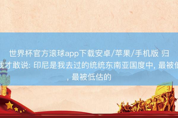 世界杯官方滚球app下载安卓/苹果/手机版 归国后我才敢说: 印尼是我去过的统统东南亚国度中, 最被低估的
