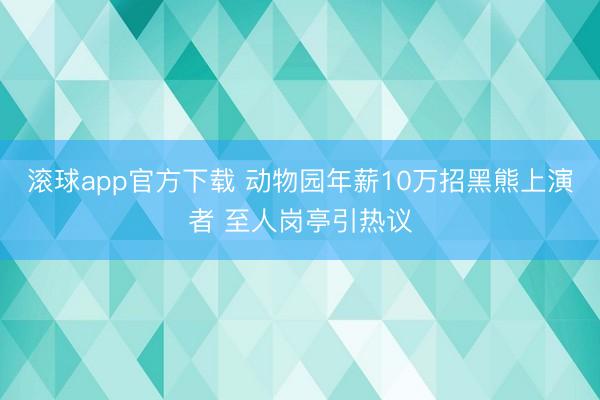 滚球app官方下载 动物园年薪10万招黑熊上演者 至人岗亭引热议